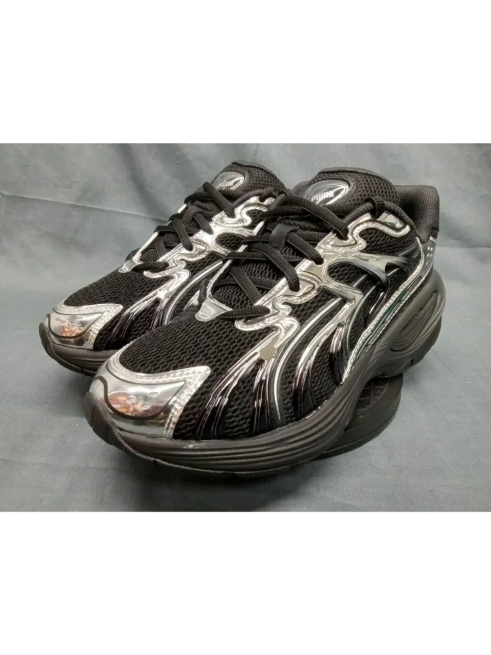 Puma Inverse Dimension PS Sneakers Mesh Black/Silver Kids Size 2.5c NEW NO BOX!